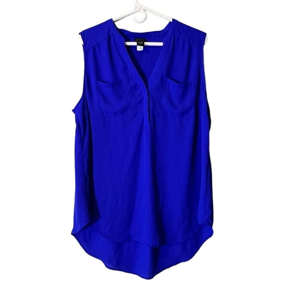 torrid Royal Blue Sleeveless V-Neck Tank Top Georgette